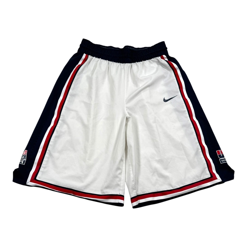 USA Basketball Shorts Mens Large White Navy Nike Dri Fit Performance Authentic